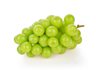 Shine Muscat grapes on a white background.