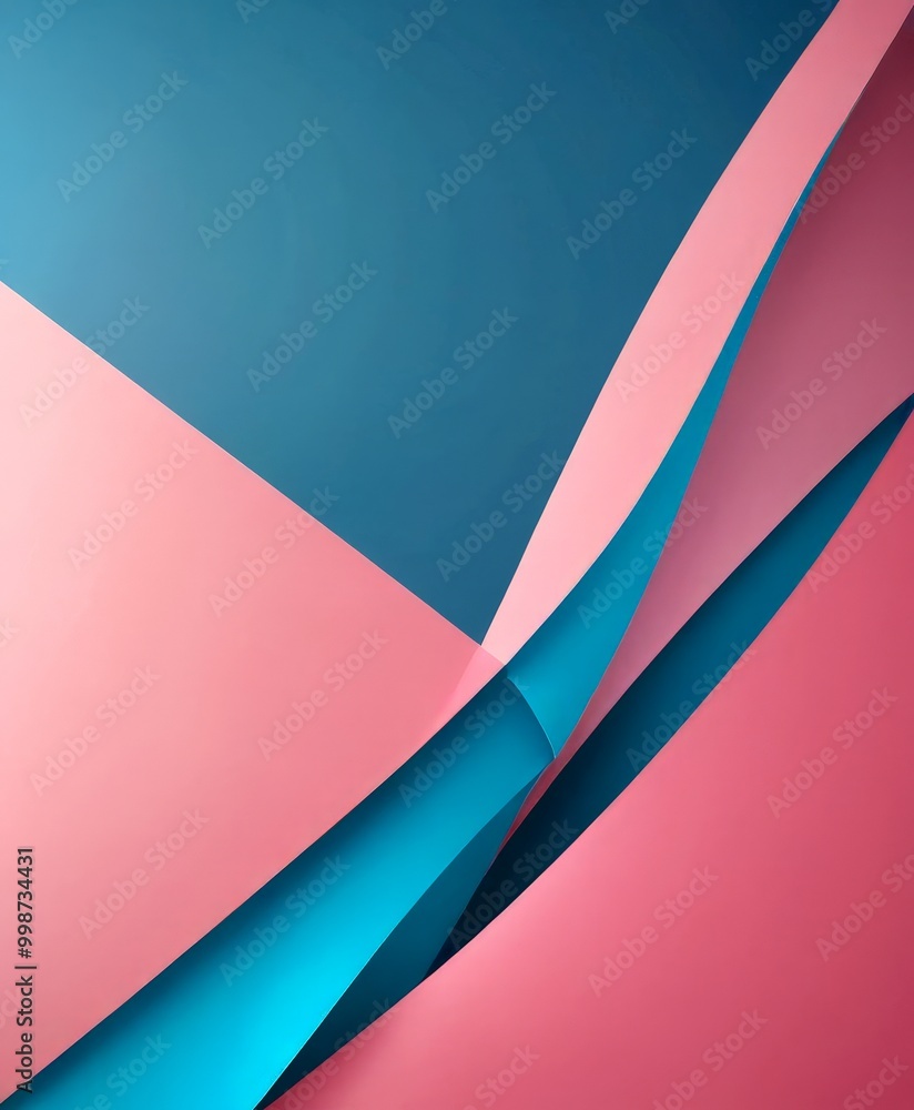 Aufkleber a geometric abstract composition with overlapping pink and blue shapes, creating a dynamic and visually striking pattern
