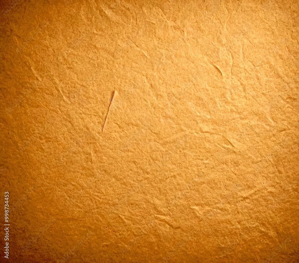 Poster a close-up crumpled brown paper surface, with a small white line visible in the center