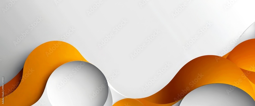 Poster a minimalist design with a gradient of white and orange shapes, creating a sense of movement and flu