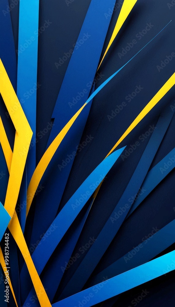 Aufkleber a striking abstract composition of intersecting blue and yellow lines, creating a dynamic and visually captivating pattern