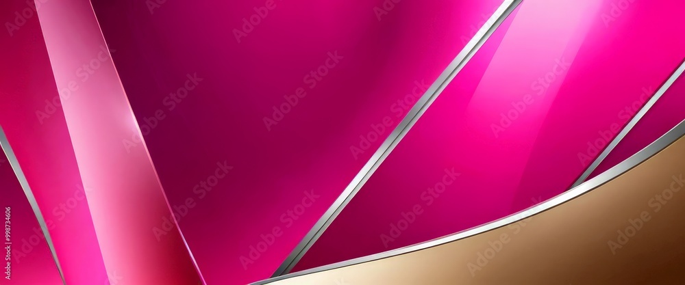 Aufkleber a vibrant abstract composition with a gradient of pink and gold colors The central focus is a diagonal line, which is adorned with a silver stripe on its right side