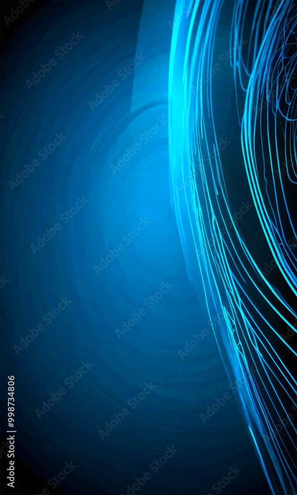 Leinwandbilder a dark blue background with a curved, abstract design of blue lines and swirls, creating a sense of movement and dynamism