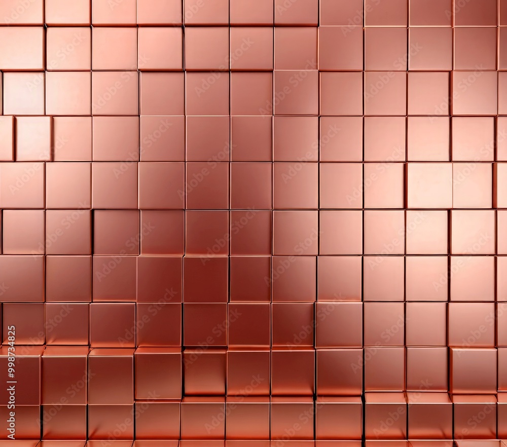 Leinwandbilder a grid of metallic cubes in a warm, reddish-brown color, creating a visually striking and abstract p