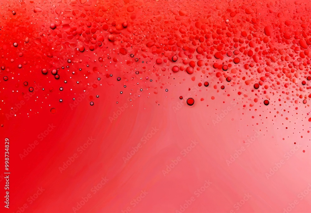 Poster a close-up view of water droplets on a pink background, with some droplets appearing larger and more