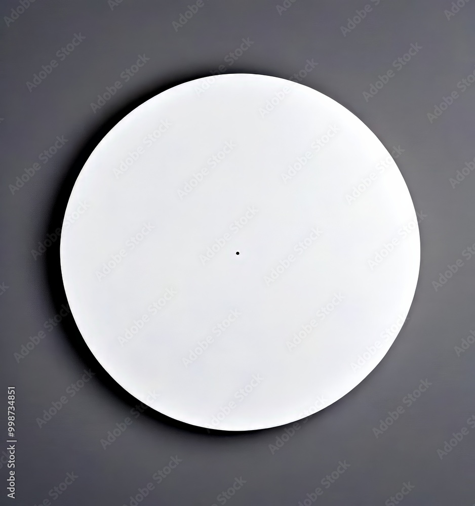 Aufkleber a white circular object with a small black dot in the center, set against a gray background