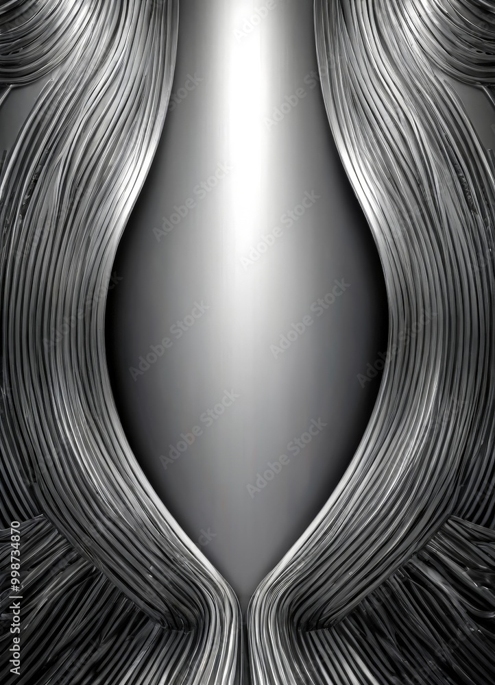 Poster a striking black and white abstract design with a central vertical line and a gradient background transitioning from black to gray