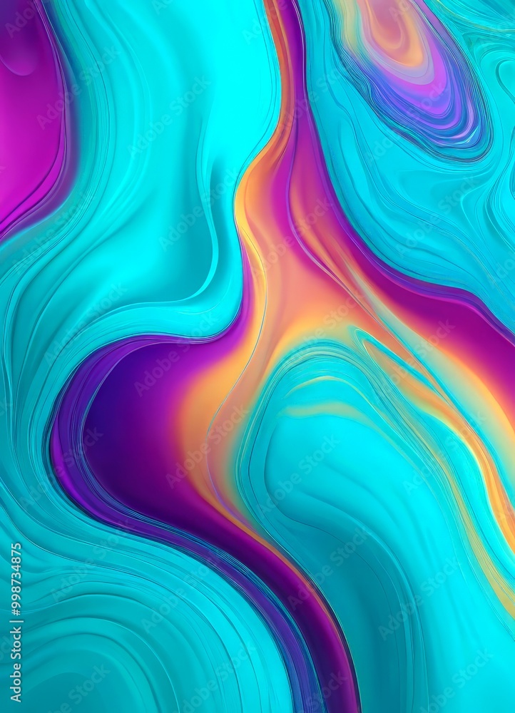Poster a vibrant abstract pattern with swirling, multicolored lines and curves, creating a dynamic and visually captivating composition