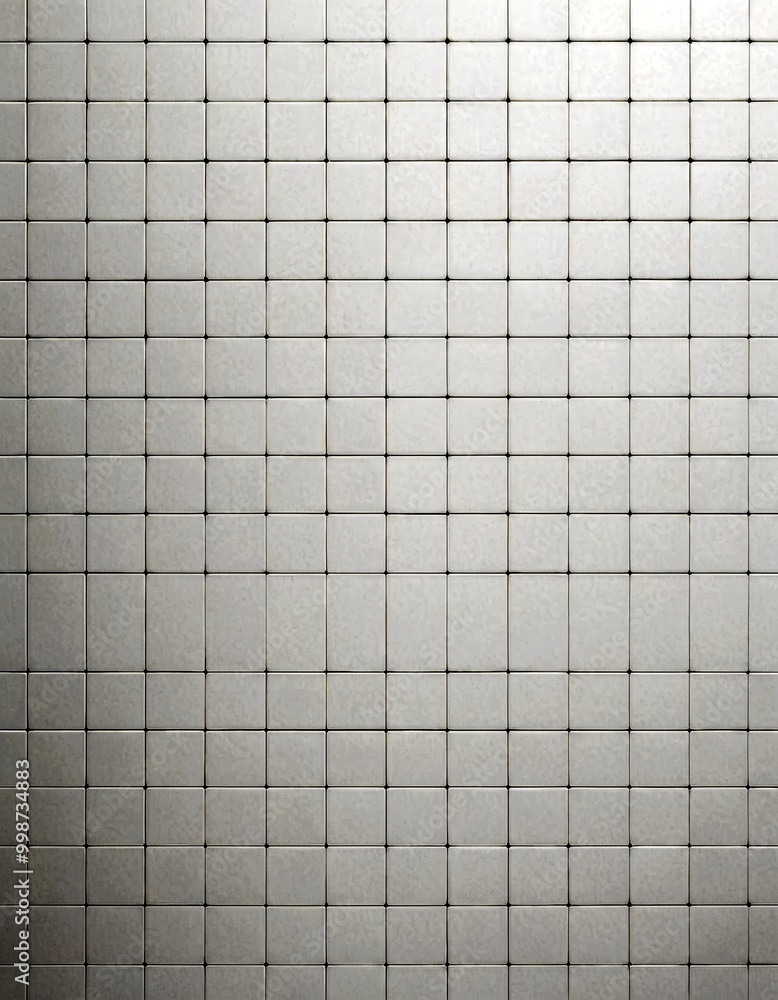 Poster A grid of white square tiles with small black dots, creating a uniform and repetitive pattern