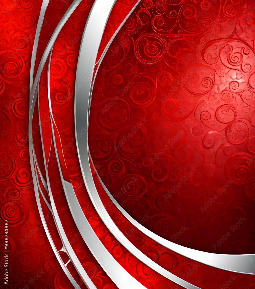 Aufkleber a striking red background with a repeating pattern of white swirls and curves, creating a sense of movement and dynamism