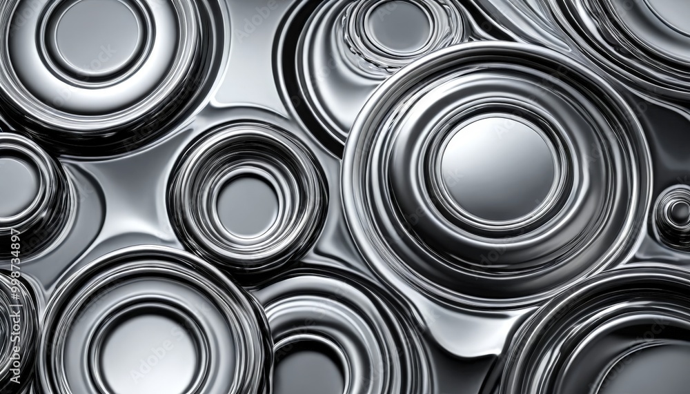 Leinwandbilder a close-up view metallic surface with a repeating pattern of circular shapes, creating a visually striking and abstract design