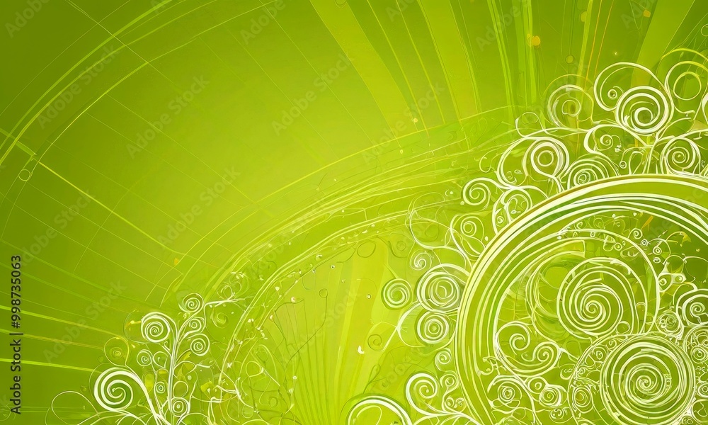 Aufkleber a vibrant abstract design with a green background and white swirls and curves The design is composed of various shapes and patterns, creating a dynamic and visually