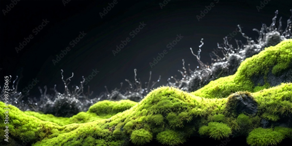Leinwandbilder mossy landscape with dark patches and light patches, creating a sense of depth and texture