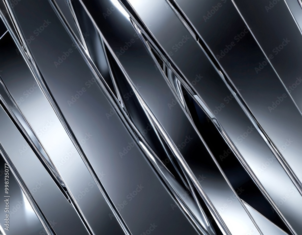 Fototapete a close-up view metallic surface composed of numerous parallel silver or black lines, creating a vis