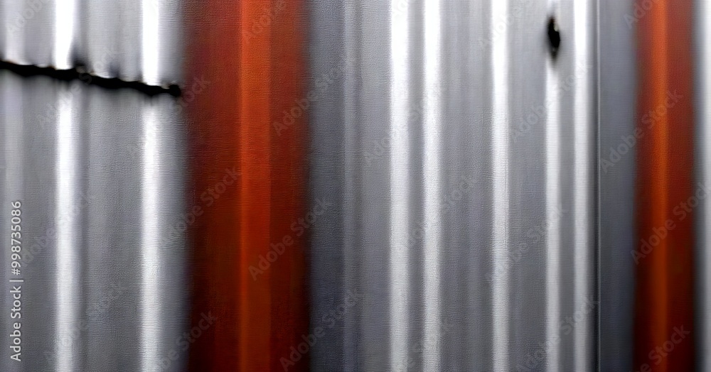 Poster a blurred metal surface with vertical lines and a small hole, creating a sense of motion and depth