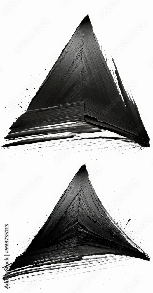 Aufkleber two black and white s triangular shape, created using brushstrokes