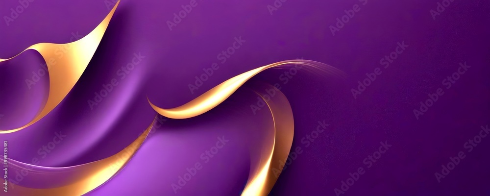 Fototapete a purple background with a gold wave-like shape in the center, creating a dynamic and visually striking composition.