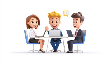 Obraz premium Friendly Team Collaboration in Modern Office Setting