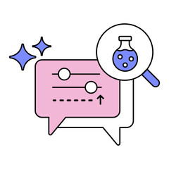 Prompt Testing Icon. Representing AI Prompt Validation. Input Testing. Prompt Debugging. System Prompt Optimization. Vector Editable icon.