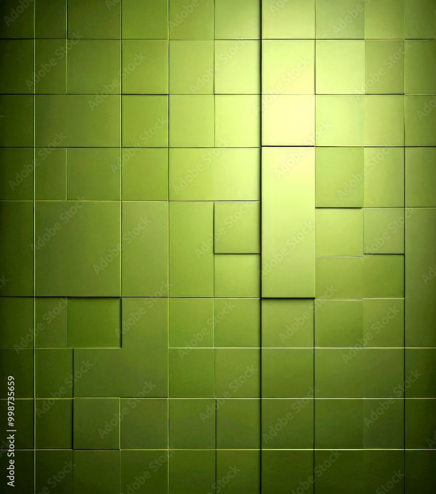 Poster a grid of square tiles in a dark green color, with some tiles having a lighter green or yellow hue The tiles are arranged in a uniform pattern, creating a visually appealing