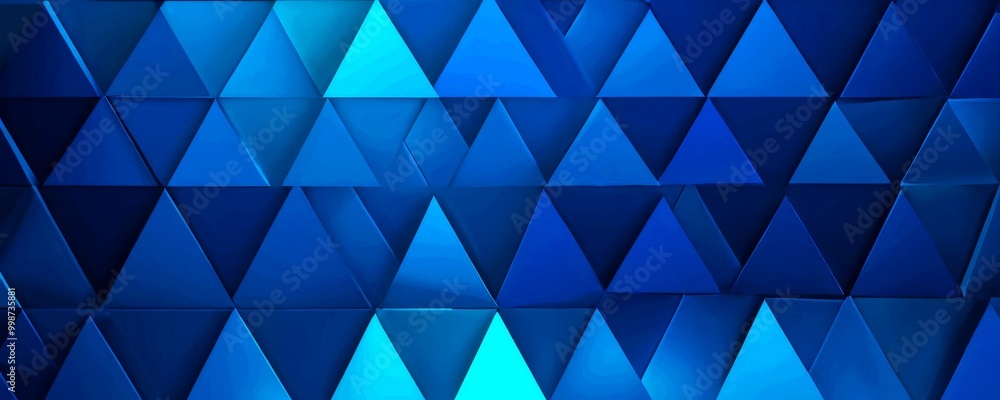 Poster a geometric pattern composed of numerous blue triangles arranged in a grid-like fashion, creating a visually striking and symmetrical design