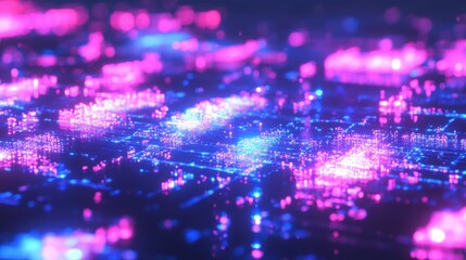 Obraz premium Neon glitch aesthetic with vibrant pixels for digital art and backgrounds