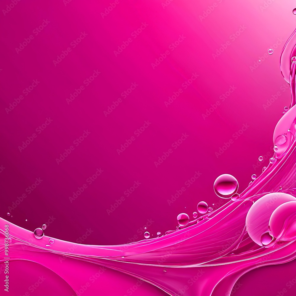 Aufkleber a vibrant pink gradient background with a wave-like pattern of water droplets and bubbles, creating a dynamic and visually striking composition