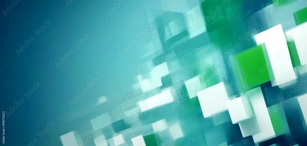 Aufkleber a blurred abstract composition of overlapping white and green squares, creating a sense of depth and movement