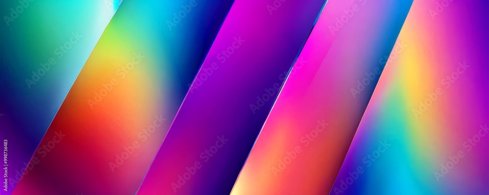Poster a vibrant gradient background with diagonal lines of different colors, creating a visually striking and dynamic composition
