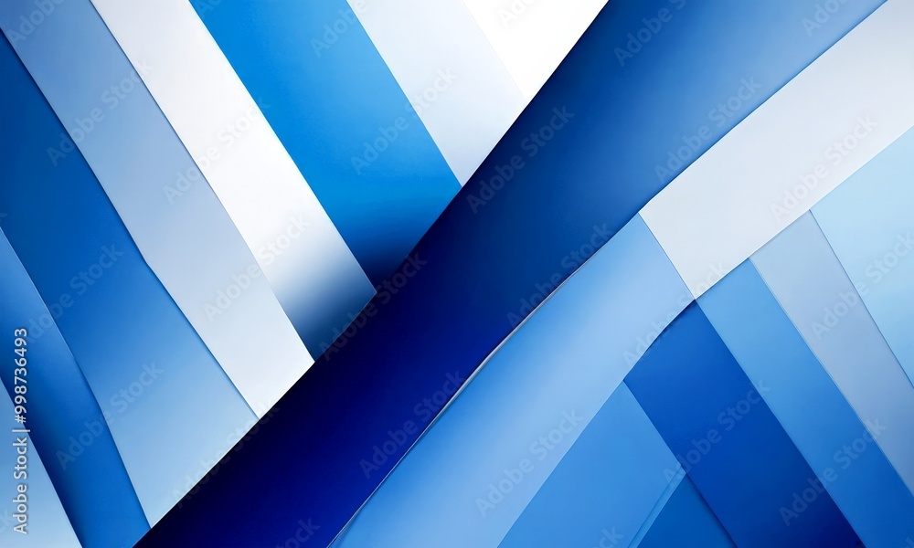Poster a geometric pattern composed of intersecting blue and white vertical and horizontal lines, creating a visually striking abstract design