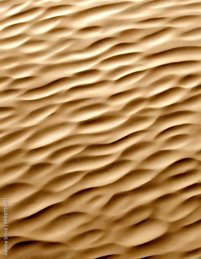 Poster a close-up view sandy surface with a repeating pattern of undulating lines and curves, creating a textured and visually appealing effect