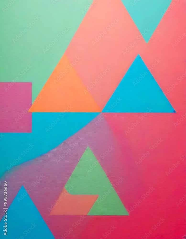 Aufkleber Abstract geometric composition featuring overlapping triangles in pastel colors, with a subtle gradient effect
