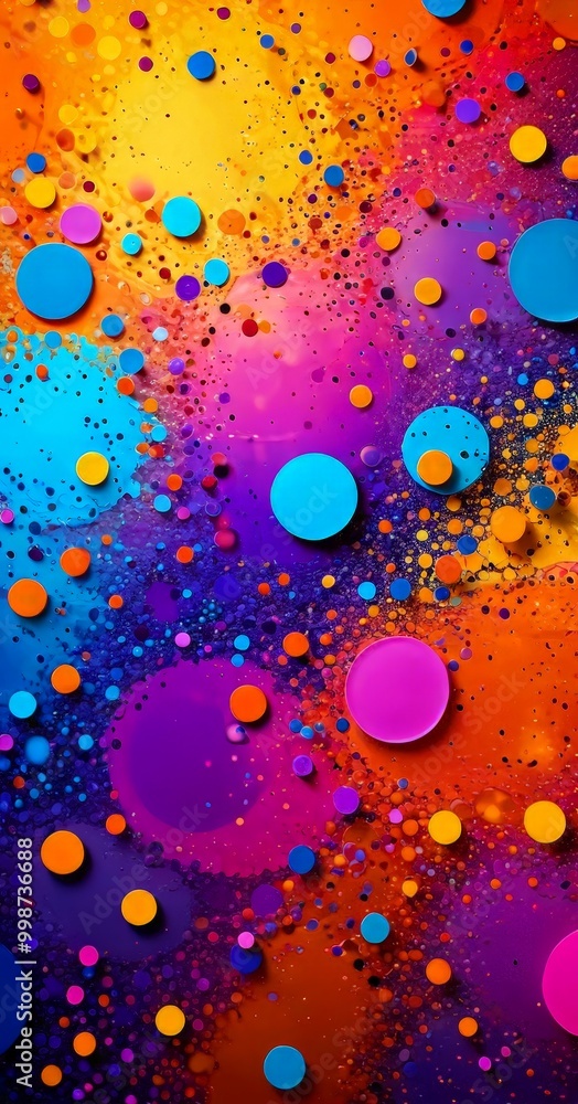 Leinwandbilder a vibrant abstract composition of overlapping circles in various colors, including blue, orange, pin
