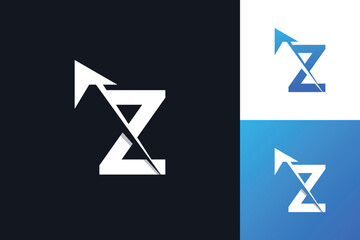 Minimal Letter Z Arrow logo design concept  illustration. abstract modern z arrow design template.