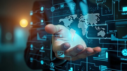 Fototapeta premium Innovative Global Technology and Digital Business Strategy Concept
