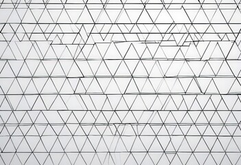 A repeating pattern of black and white triangles creates a geometric design on a white background