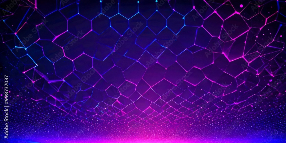 Aufkleber a digital art piece featuring a complex network of interconnected hexagonal shapes, in shades of pur