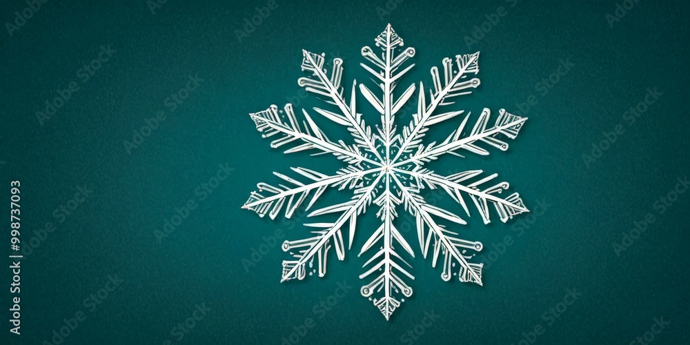 Poster A detailed, symmetrical snowflake design is centered against a dark green background
