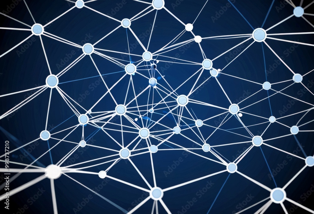 Poster a complex network of interconnected lines and dots, resembling a digital or technological system The lines and dots are arranged in a grid-like pattern,