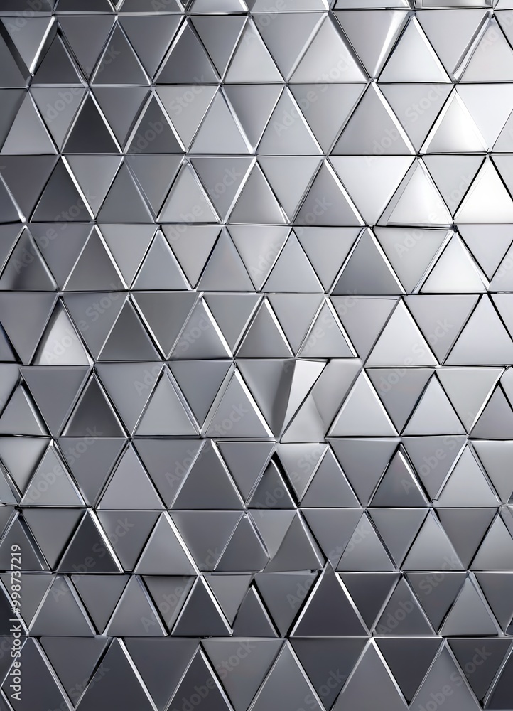 Aufkleber a repeating pattern of metallic triangles in shades of gray, creating a visually striking and geometric design.