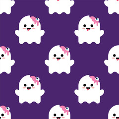 LITTLE SPOOKY GHOST SEAMLESS PATTERN DESIGN