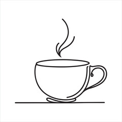 one line cup silhouette on white background
