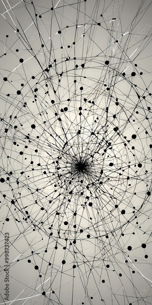 Leinwandbilder a complex network of interconnected lines and dots, creating a striking abstract pattern The lines and dots are arranged in a radial fashion, with the