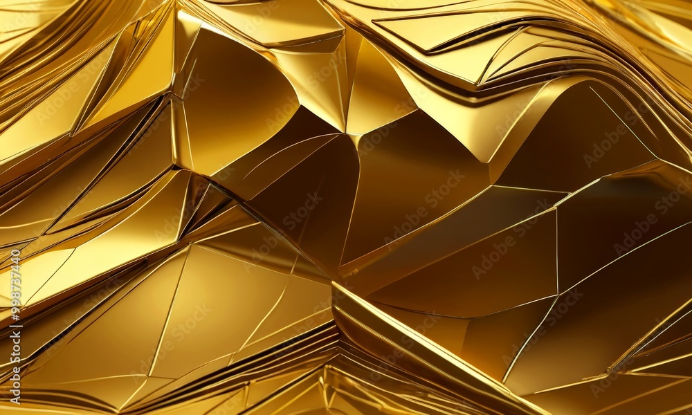 Poster a digital illustration golden, abstract pattern composed of intersecting lines and curves, creating a sense of depth and complexity