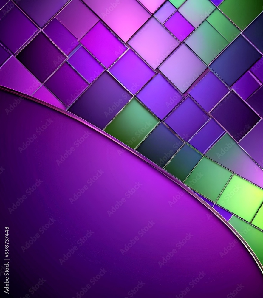 Fototapete a vibrant abstract pattern composed of overlapping purple and green squares, creating a dynamic and visually striking composition