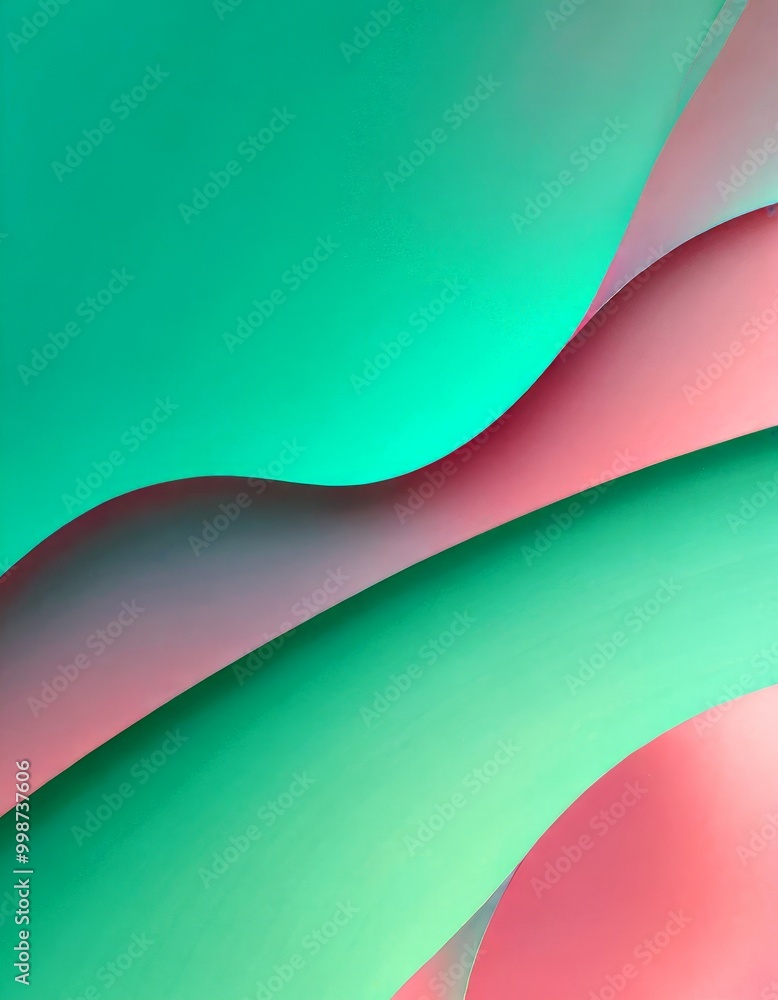 Aufkleber a vibrant abstract composition of overlapping curved lines in shades of green, pink, and red, creating a dynamic and visually striking pattern.