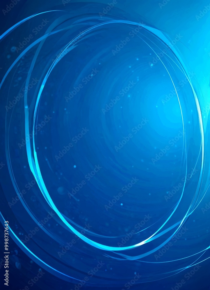 Poster a deep blue background with a circular pattern of white lines and dots, creating a sense of movement and depth