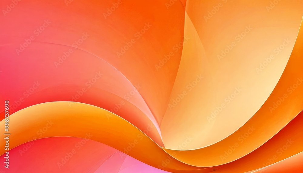 Poster a vibrant abstract composition of overlapping curved lines in shades of orange and pink, creating a 