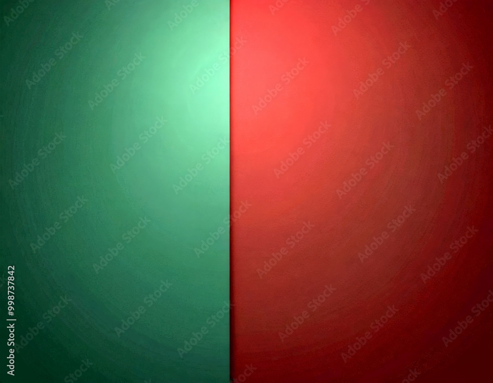 Poster a dark green and a deep red background, creating a striking contrast