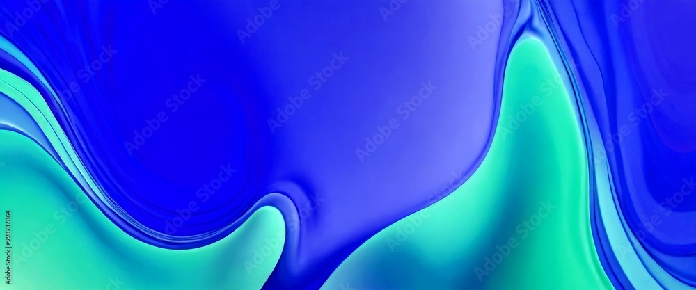 Aufkleber a vibrant abstract composition of swirling, fluid shapes in shades of blue and green, creating a dynamic and captivating visual effect